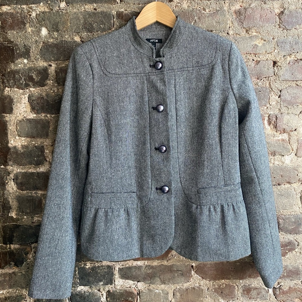 Apt. 9 Women's Blazer Jacket Size Small Gray Woven Wool Blend Business Career